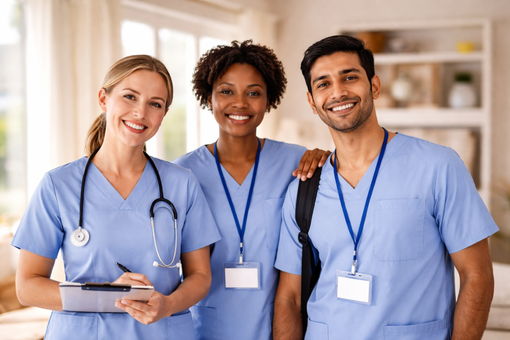 PSW Jobs Durham team of Personal Support Workers in home care setting.