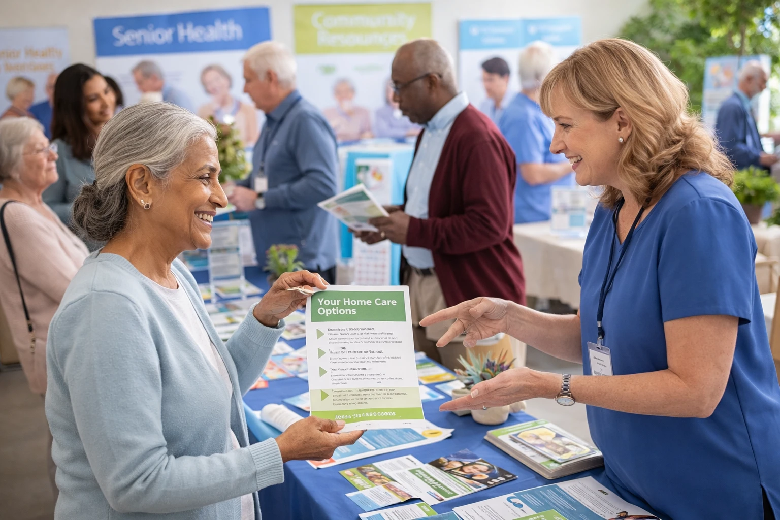 home care event Ontario seniors interacting with flyers and support services