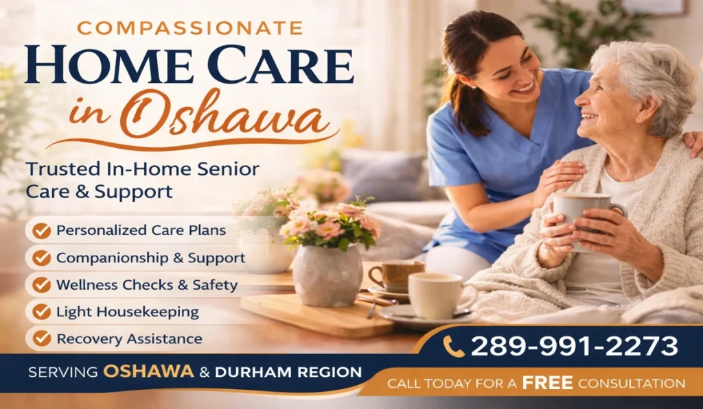 Home care Whitby senior receiving in-home support.
